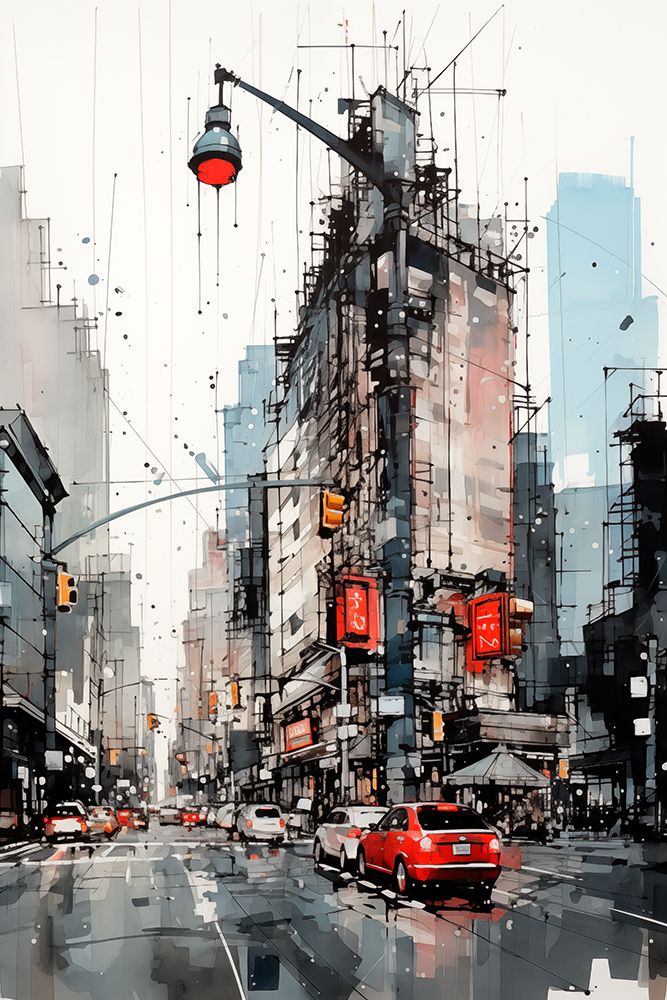 City streetscape.  (AI Generated) art print by Fred Lord for $57.95 CAD