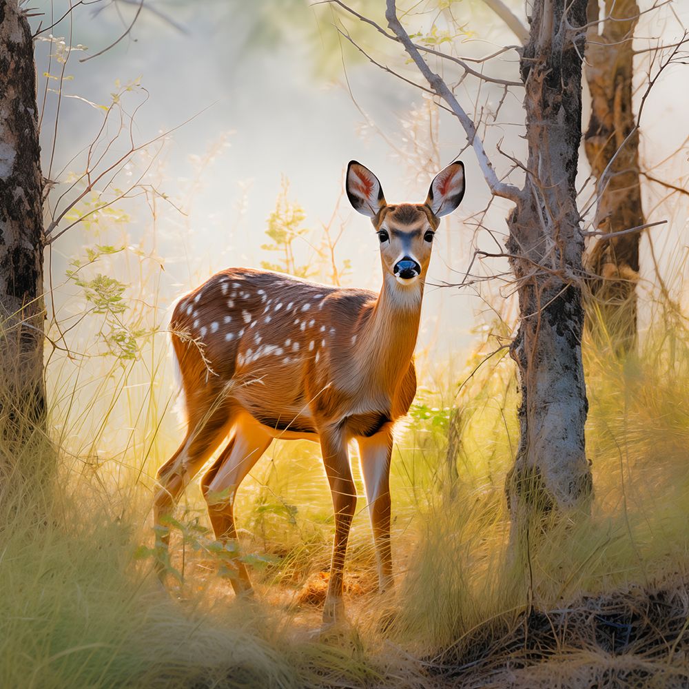 Female deer close-up. (AI Generated) art print by Fred Lord for $57.95 CAD