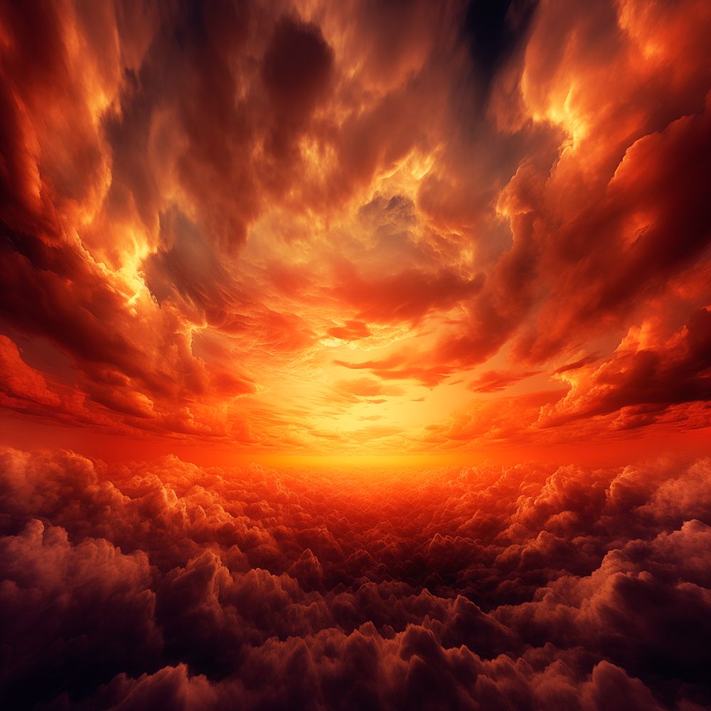 Fiery sunrise sky. (AI Generated) art print by Fred Lord for $57.95 CAD