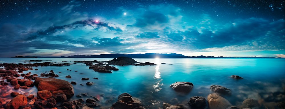 Lake at sunrise. (AI Generated) art print by Fred Lord for $57.95 CAD