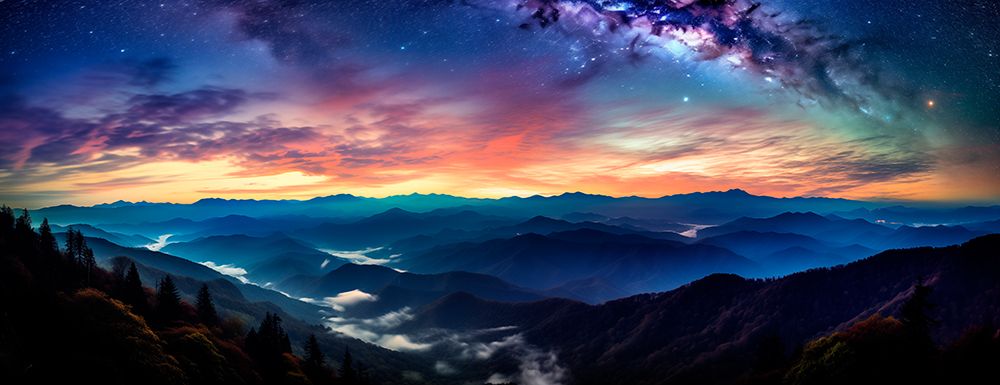 Mountain landscape at sunrise. (AI Generated) art print by Fred Lord for $57.95 CAD