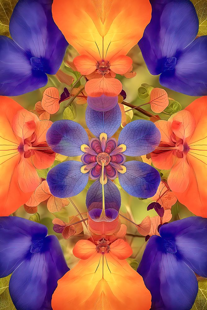 Flower and leaf design abstract. (AI Generated) art print by Jim Zuckerman for $57.95 CAD