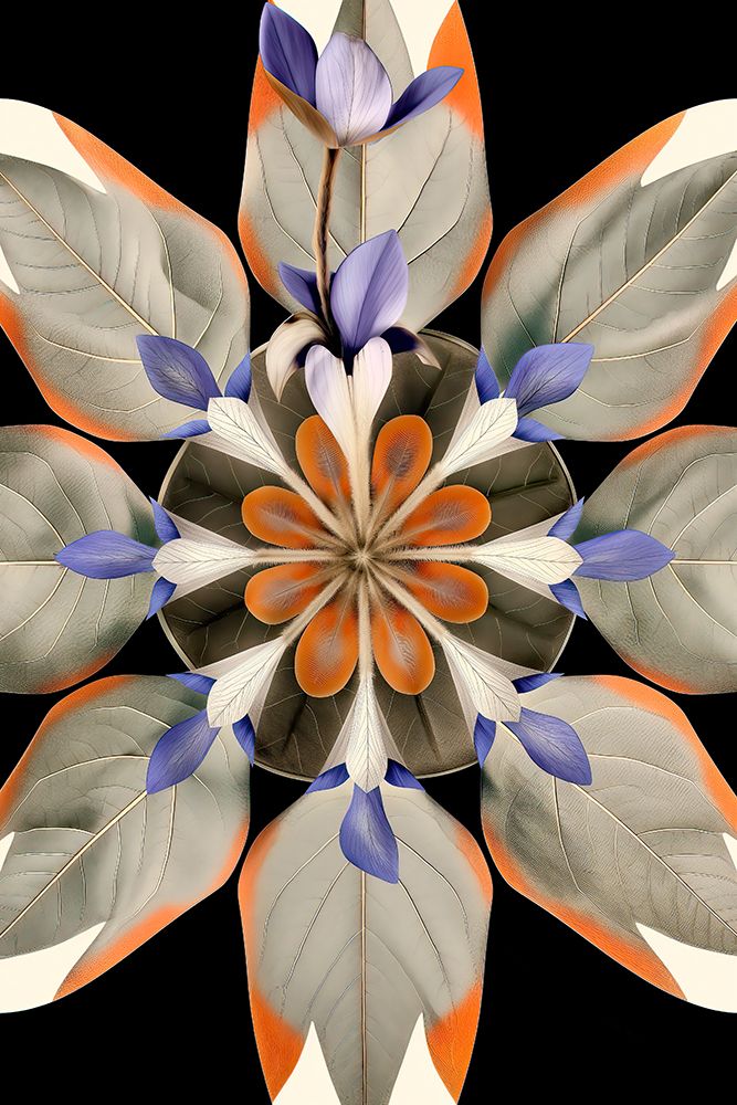 Flower and leaf design abstract. (AI Generated) art print by Jim Zuckerman for $57.95 CAD