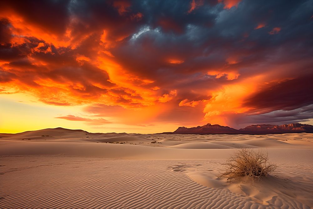 Sandy desert at sunset or sunrise. (AI Generated) art print by Fred Lord for $57.95 CAD