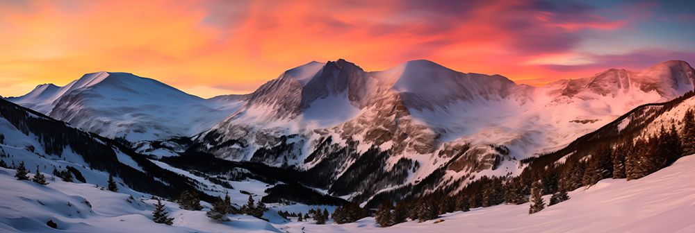 Snowy mountain scenic. (AI Generated) art print by Fred Lord for $57.95 CAD