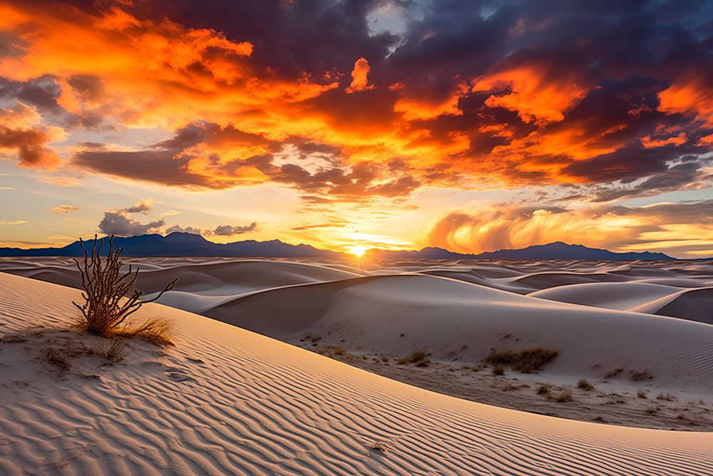 Sandy desert at sunset or sunrise. (AI Generated) art print by Fred Lord for $57.95 CAD