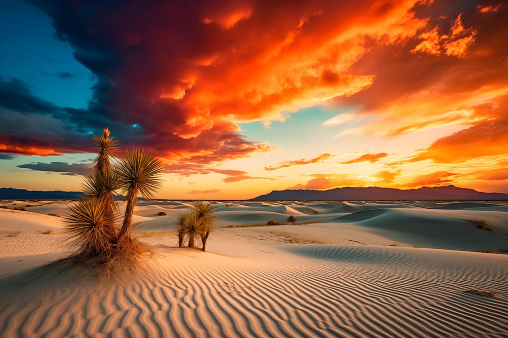 Sandy desert at sunset or sunrise. (AI Generated) art print by Fred Lord for $57.95 CAD
