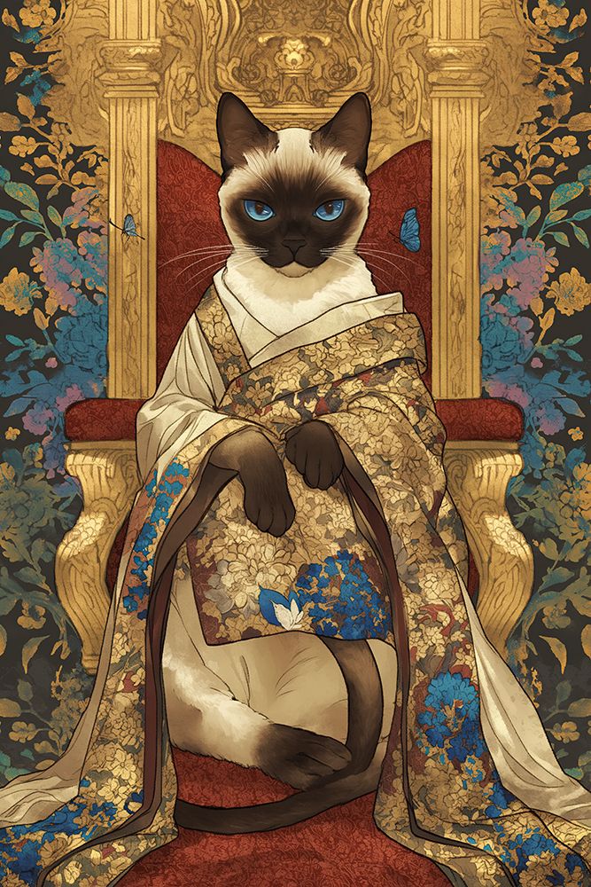 Siamese Cat on Throne.  (AI Generated) art print by Fred Lord for $57.95 CAD