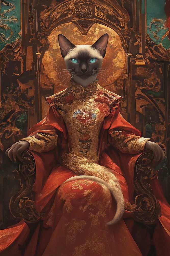 Siamese Cat on Throne.  (AI Generated) art print by Fred Lord for $57.95 CAD