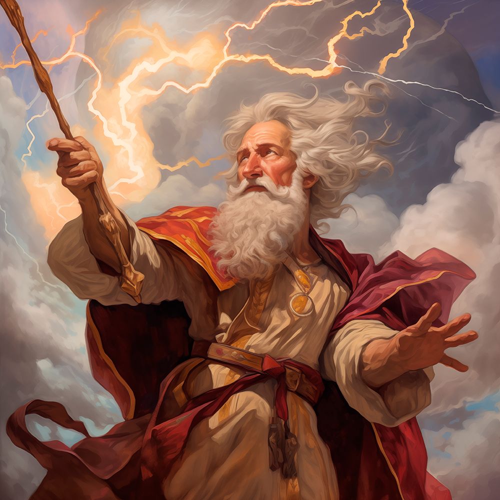 Wizard with wand and lightning graphic art print by Jaynes Gallery for $57.95 CAD