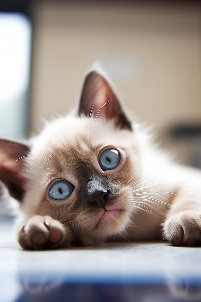 Siamese kitten lying on blanket art print by Jaynes Gallery for $57.95 CAD