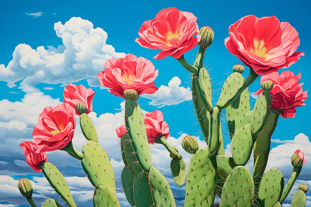 Close-up of desert cactus with red flowers art print by Jaynes Gallery for $57.95 CAD