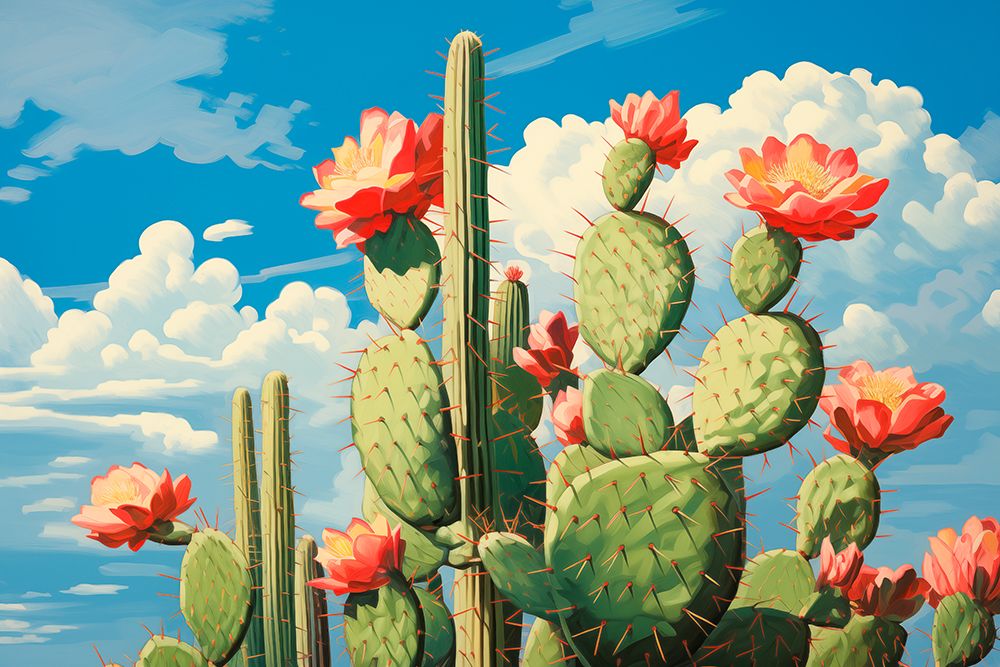 Desert cactus with flowers art print by Jaynes Gallery for $57.95 CAD