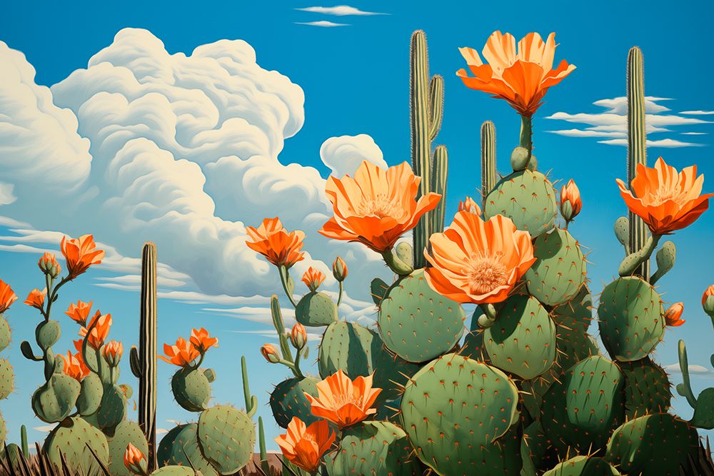 Desert cactus with flowers art print by Jaynes Gallery for $57.95 CAD