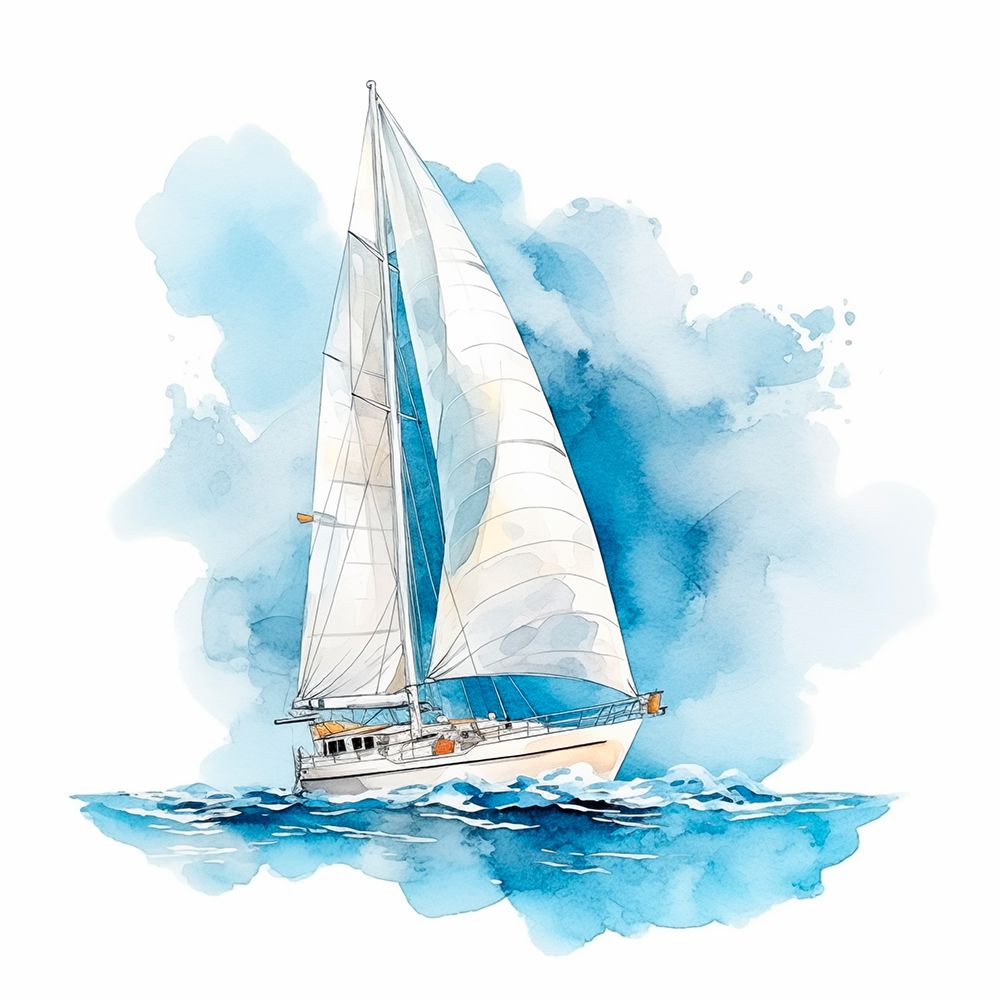 Graphic of sailboat on open water art print by Jaynes Gallery for $57.95 CAD