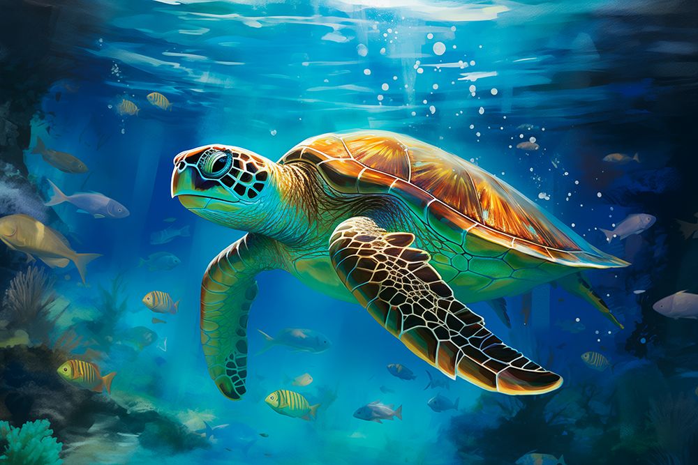 Green sea turtle underwater art print by Jaynes Gallery for $57.95 CAD