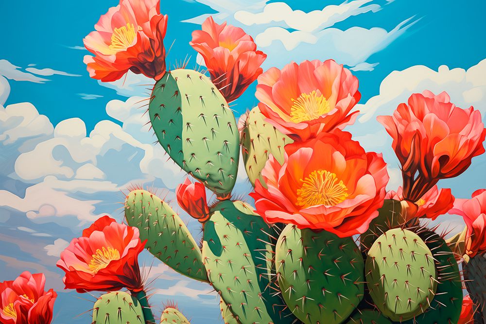 Close-up of desert cactus with red flowers art print by Jaynes Gallery for $57.95 CAD