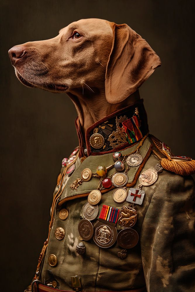 Hungarian Vizsla dog wearing coat with medals art print by Jaynes Gallery for $57.95 CAD