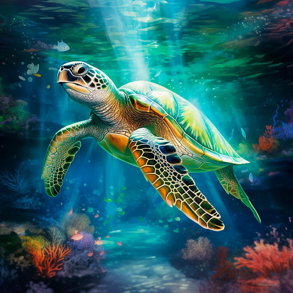 Green sea turtle underwater art print by Jaynes Gallery for $57.95 CAD