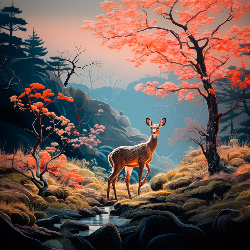 Deer in forest art print by Jaynes Gallery for $57.95 CAD