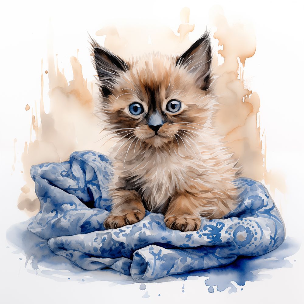 Kitten with blue eyes on blanket art print by Jaynes Gallery for $57.95 CAD