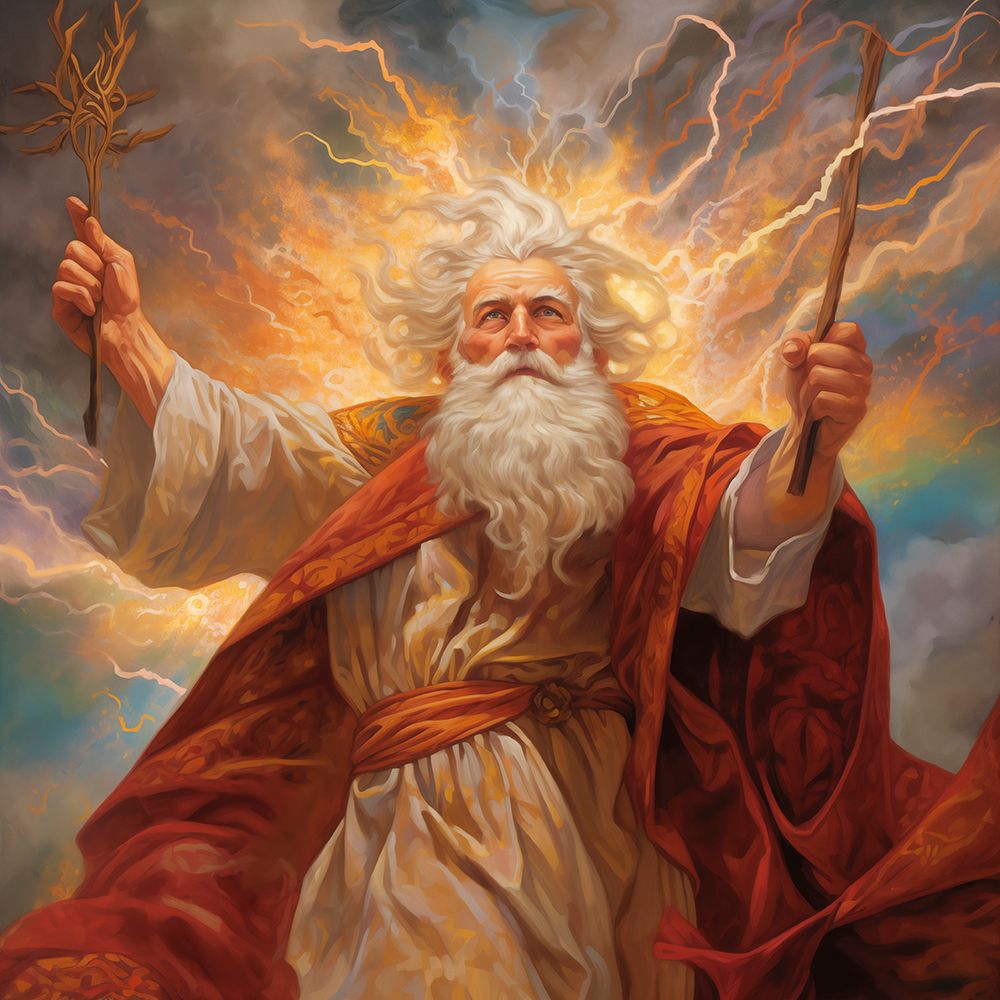 Wizard with wands and lightning graphic art print by Jaynes Gallery for $57.95 CAD