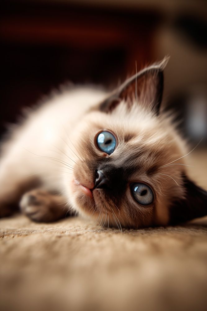 Siamese kitten lying on blanket art print by Jaynes Gallery for $57.95 CAD