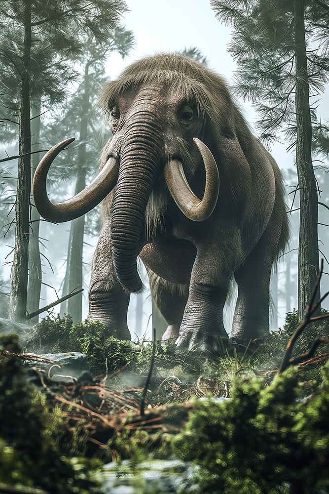 Close-up of ancient mastodon in forest art print by Jaynes Gallery for $57.95 CAD