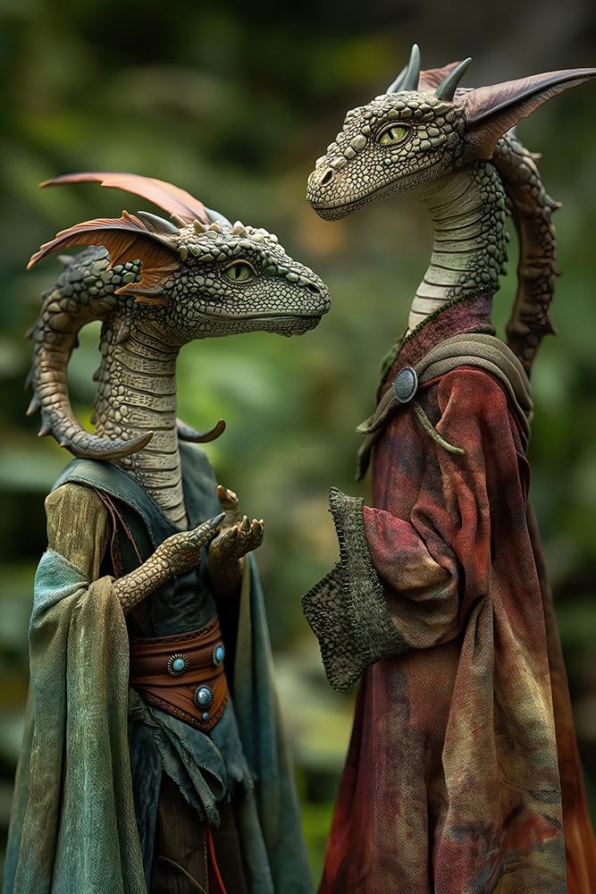 Close-up of two alien lizard-type creatures art print by Jaynes Gallery for $57.95 CAD