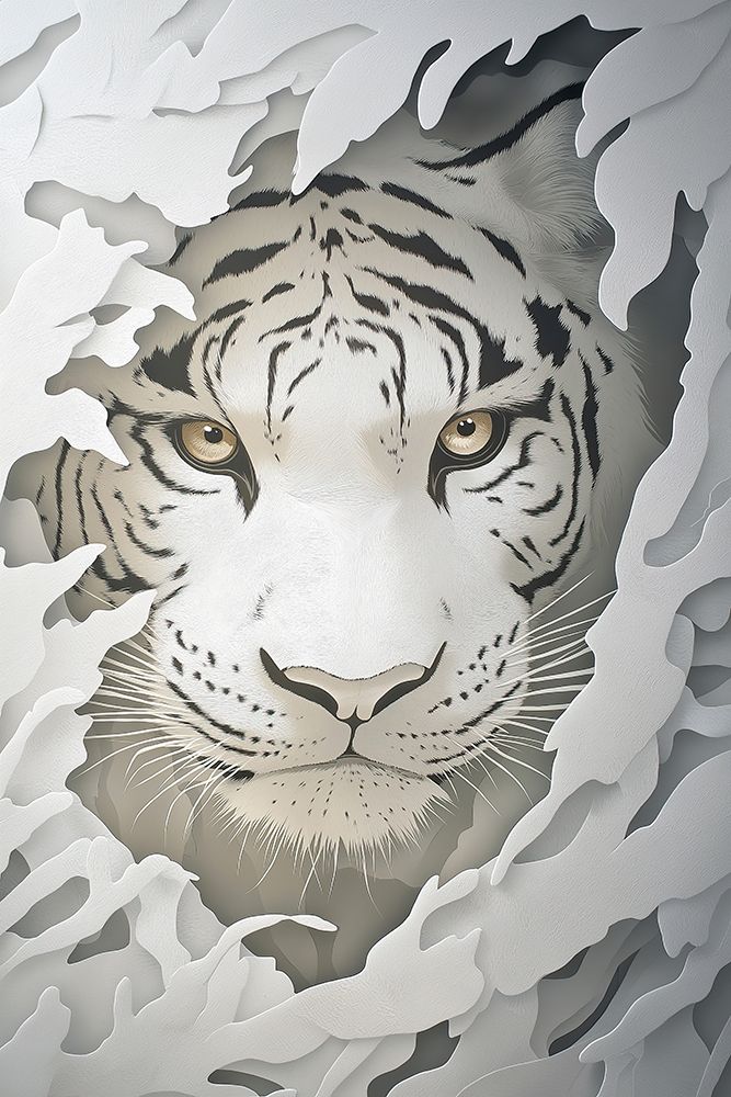 Close-up fantasy of white tigers head art print by Jaynes Gallery for $57.95 CAD