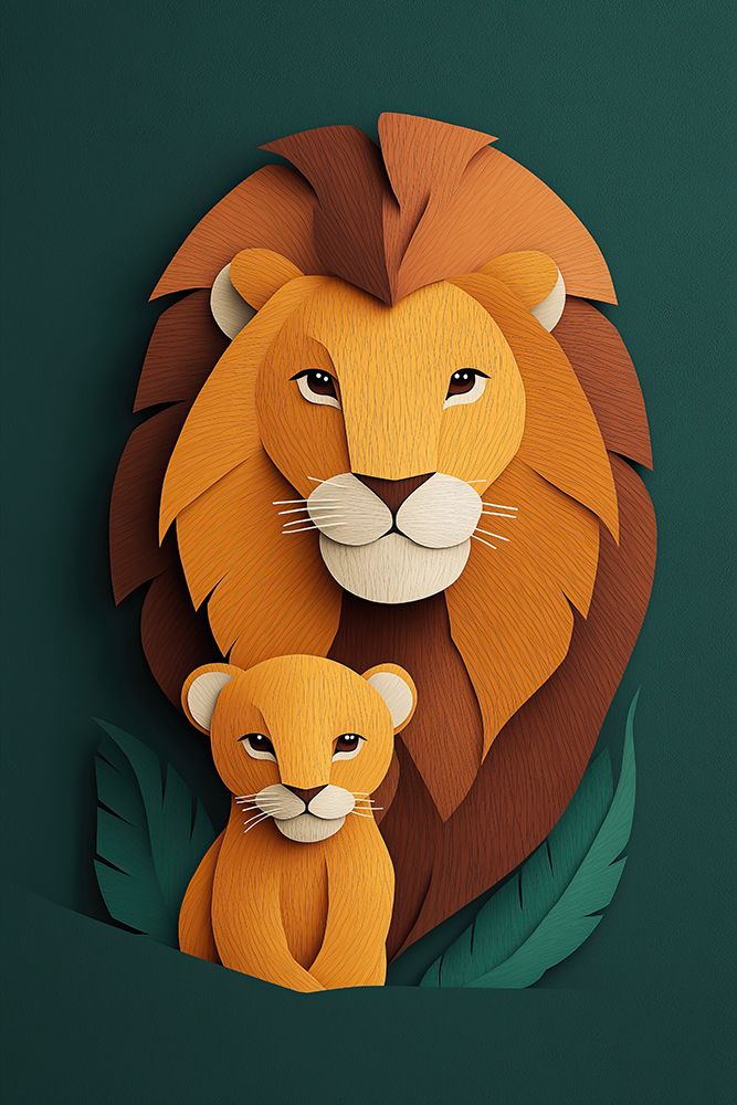 Fantasy close-up of male lion and cub art print by Jaynes Gallery for $57.95 CAD