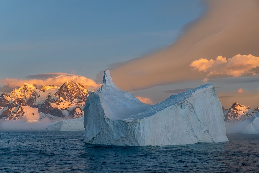 Antarctica-South Georgia Island-Coopers Bay Iceberg and mountains at sunrise art print by Jaynes Gallery for $57.95 CAD