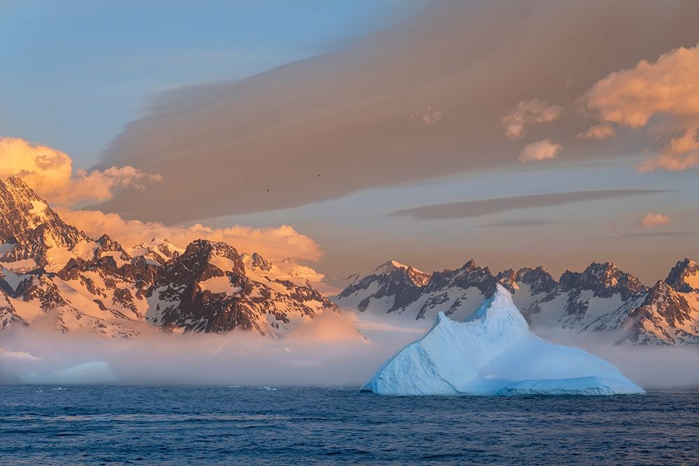 Antarctica-South Georgia Island-Coopers Bay Iceberg and mountains at sunrise art print by Jaynes Gallery for $57.95 CAD