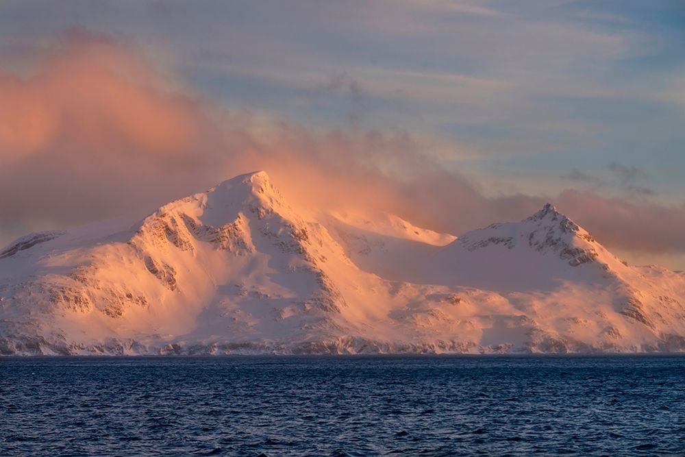 Antarctica-South Georgia Island-Bay of Isles Sunrise on mountain and ocean art print by Jaynes Gallery for $57.95 CAD