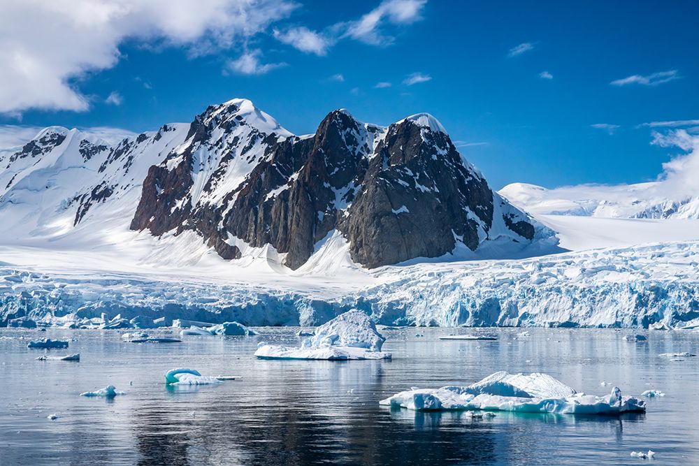 Antarctica. Landscape with mountain, icebergs and glacier. art print by Jaynes Gallery for $57.95 CAD
