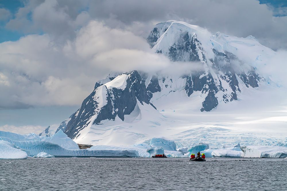 Antarctica, Yalour Islands. Tourists in Zodiacs viewing icebergs. art print by Jaynes Gallery for $57.95 CAD