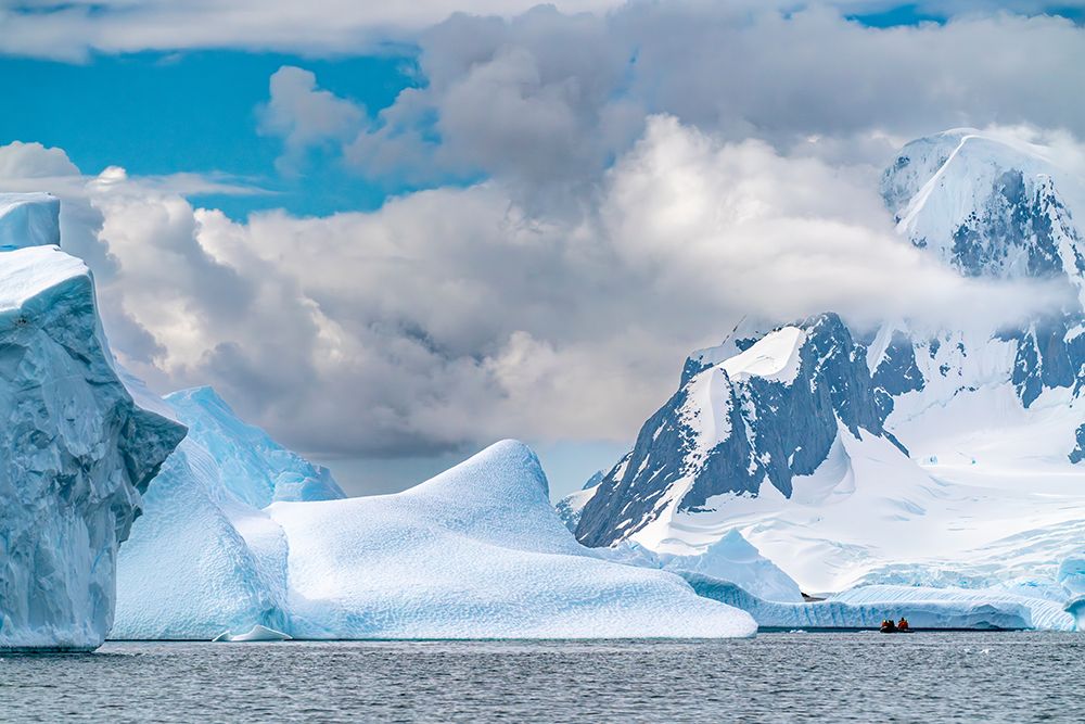 Antarctica, Yalour Islands. Tourists in Zodiacs viewing icebergs. art print by Jaynes Gallery for $57.95 CAD