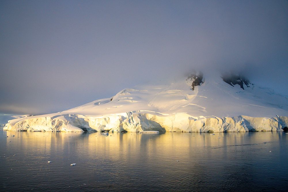Antarctica, Leith Cove, Paradise Bay. Cruise tourists camping for night on snow bank. art print by Jaynes Gallery for $57.95 CAD