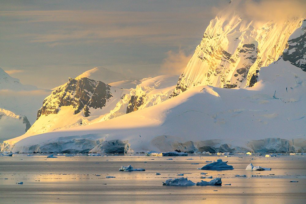 Antarctica, Paradise Bay. Mountain reflections at sunset. art print by Jaynes Gallery for $57.95 CAD