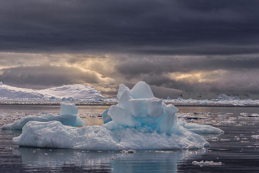 Southern Ocean, Antarctica, Paradise Harbour. Ice covered harbor under lowering skies. art print by Ellen B. Goff for $57.95 CAD