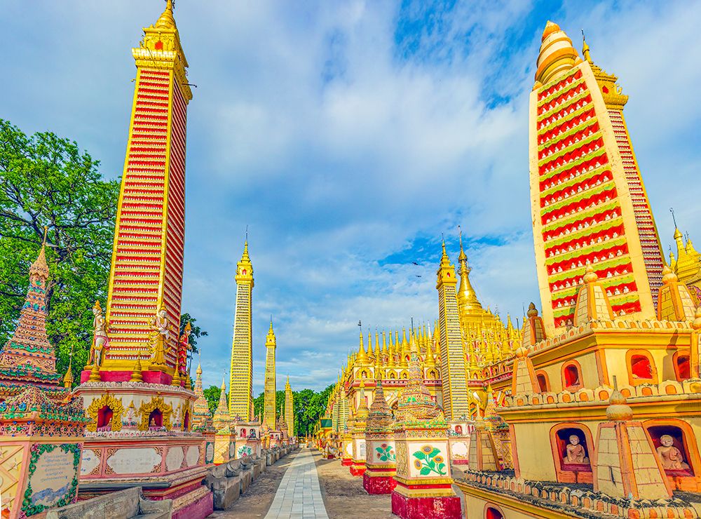 Mohnyin Thambuddhei Paya, Monywa, Myanmar. Buddhist temple with thousands of Buddha statues. art print by Murray McCallum for $57.95 CAD