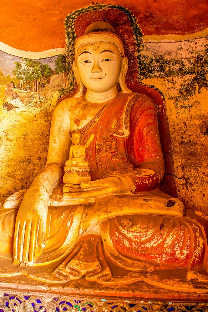 Phowintaung Caves, Myanmar. One of 1000 meditation caves with statues of Buddhas and religious art. art print by Murray McCallum for $57.95 CAD