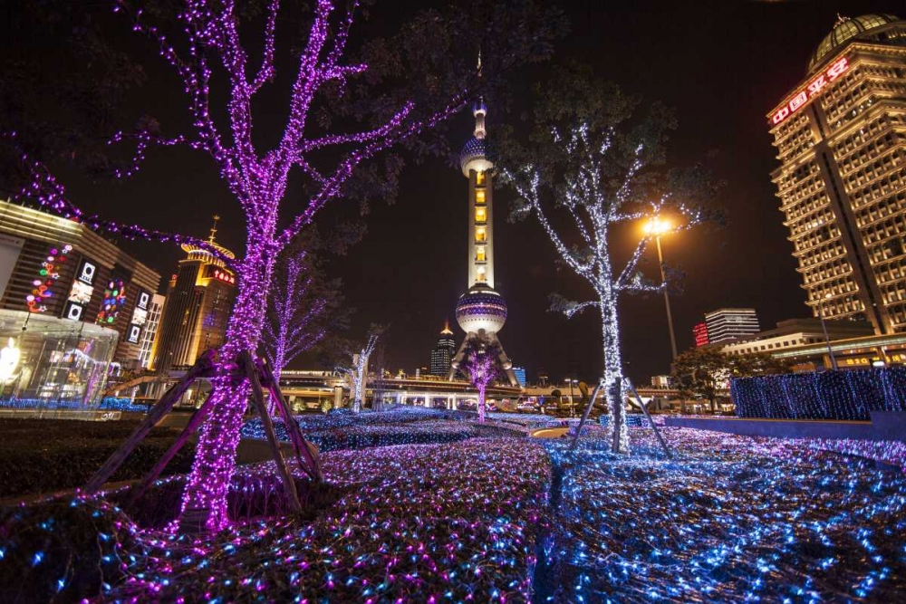 China, Shanghai Artistic light display at night art print by Jim Zuckerman for $57.95 CAD