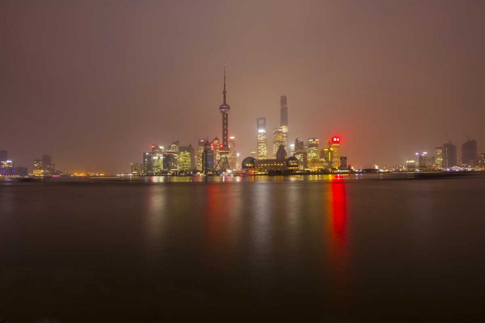China, Shanghai Downtown buildings at night art print by Jim Zuckerman for $57.95 CAD