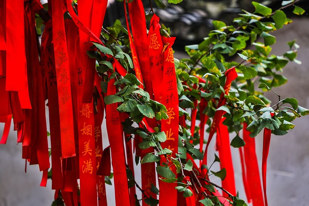 Asia-China-Zhujiajiao (Venice of the East)-Red Ribbons of Wish to a Higher Power art print by Hollice Looney for $57.95 CAD