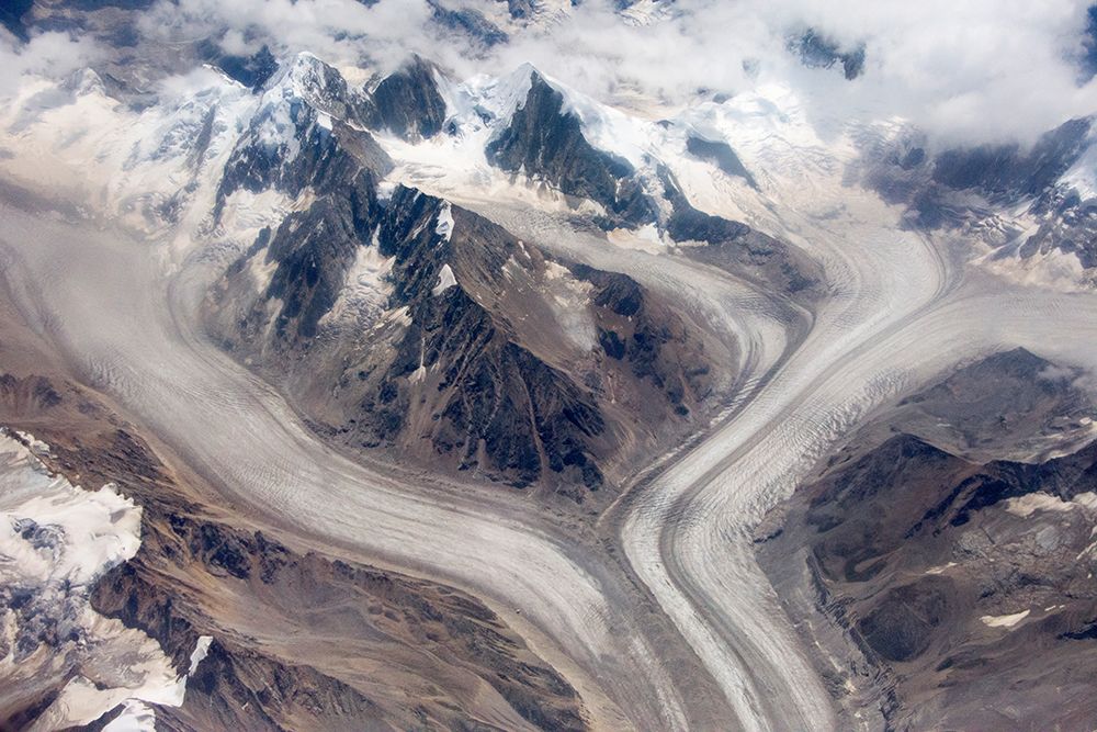 Aerial view of snow mountain and glacier on Tibetan Plateau-China art print by Keren Su for $57.95 CAD