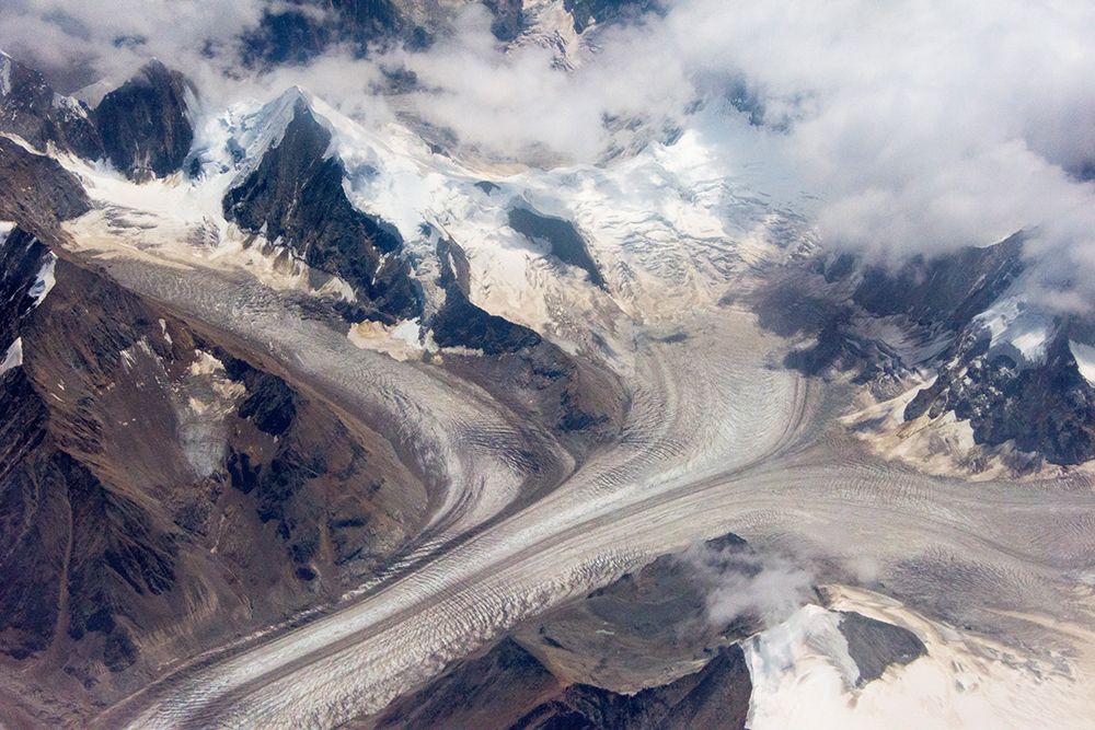 Aerial view of snow mountain and glacier on Tibetan Plateau-China art print by Keren Su for $57.95 CAD