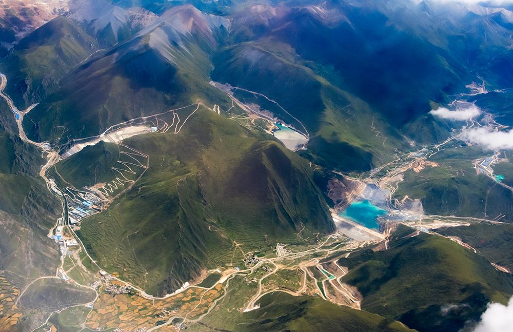 Aerial view of village and barley field in Lhasa Valley-Tibet-China art print by Keren Su for $57.95 CAD