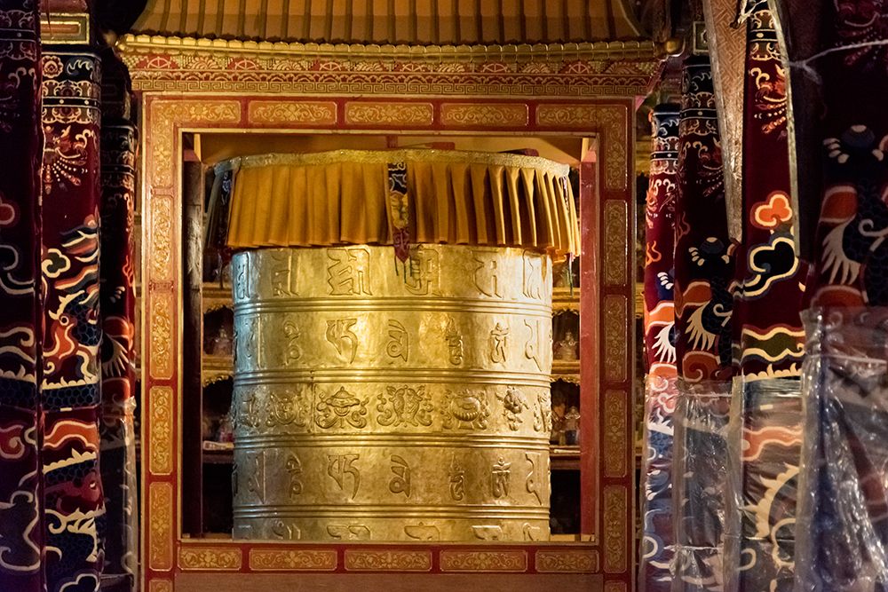 Prayer wheel inside Drepung Monastery-three Gelug university monasteries of Tibet-Lhasa-Tibet-China art print by Keren Su for $57.95 CAD