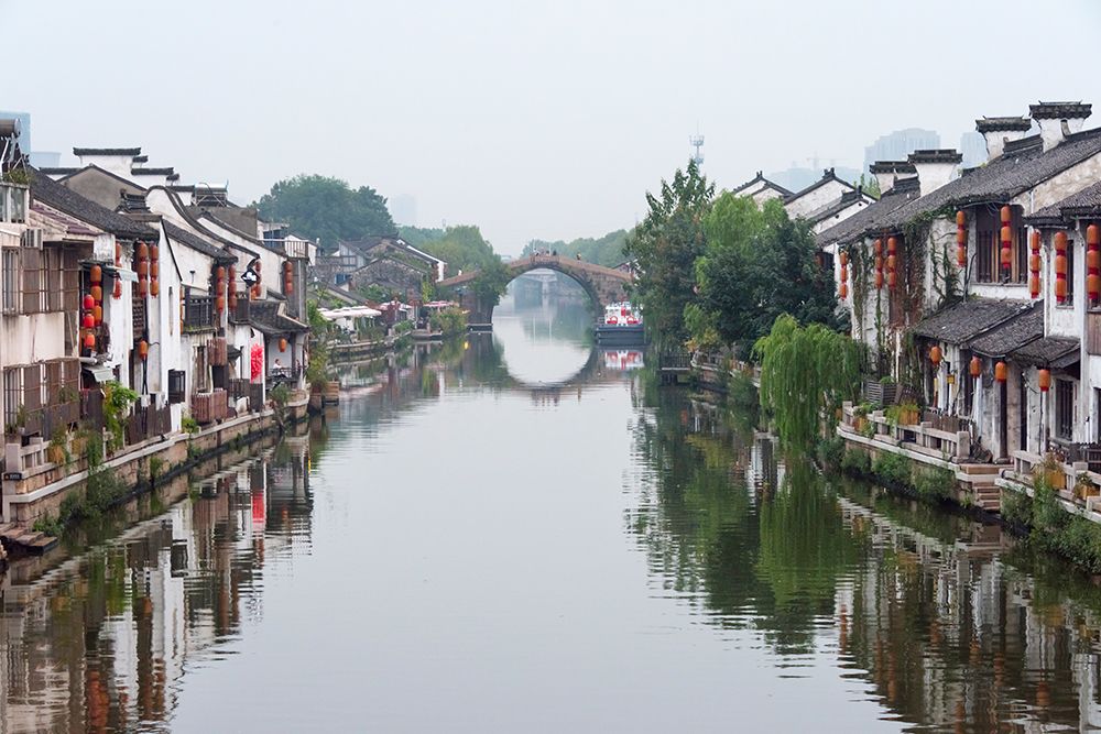 Traditional house and stone bridge on the Grand Canal-Wuxi-Jiangsu Province-China art print by Keren Su for $57.95 CAD